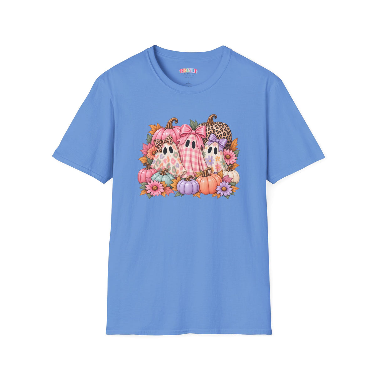 Cute Fall Ghost Trio T-Shirt - Pink Pumpkin Halloween Tee