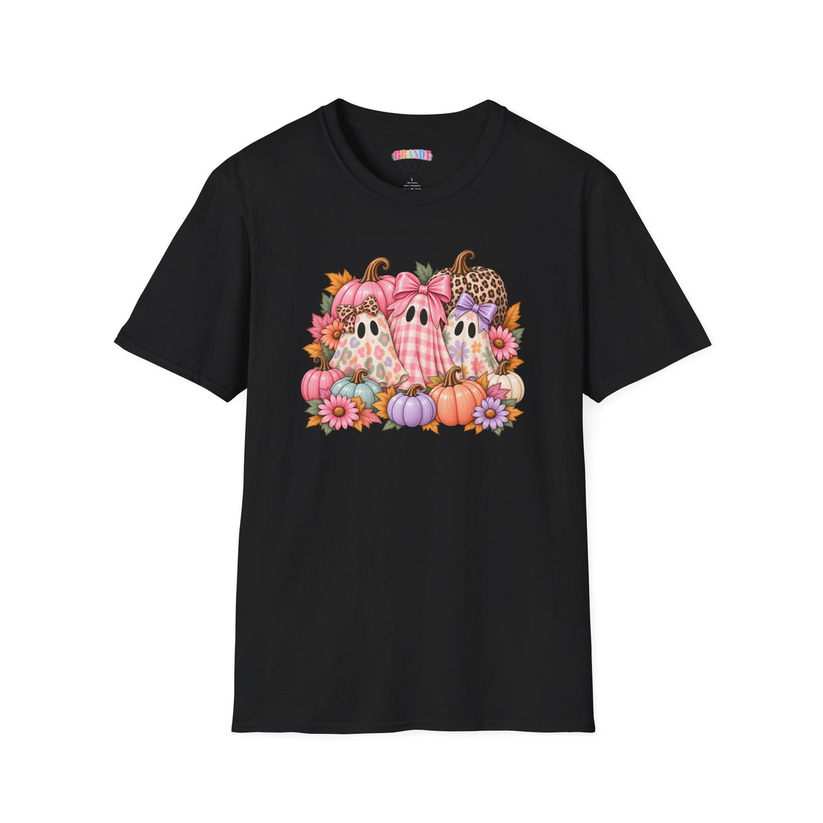 Cute Fall Ghost Trio T-Shirt - Pink Pumpkin Halloween Tee