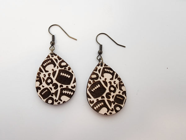 Laser Cut Leopard Football Earrings