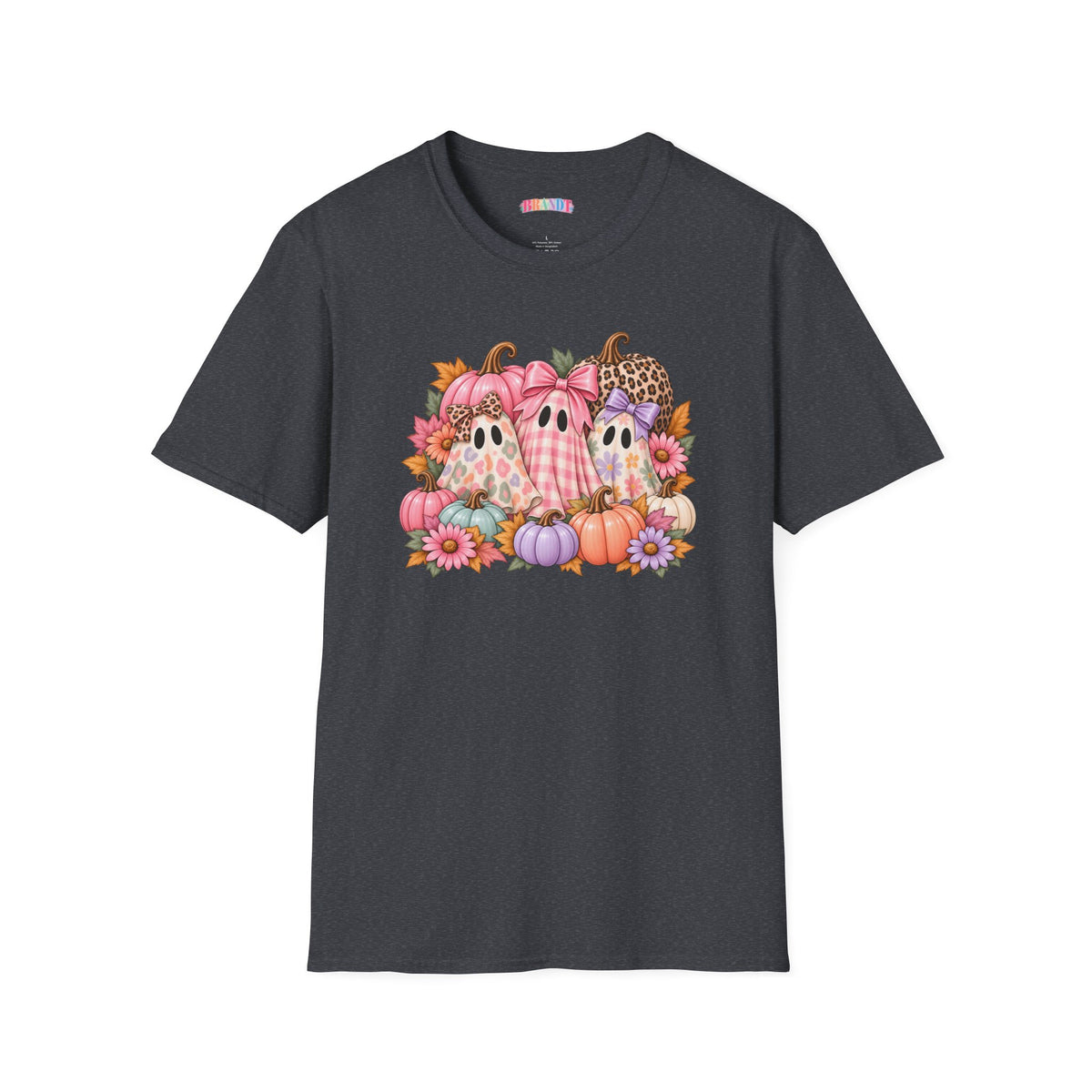 Cute Fall Ghost Trio T-Shirt - Pink Pumpkin Halloween Tee