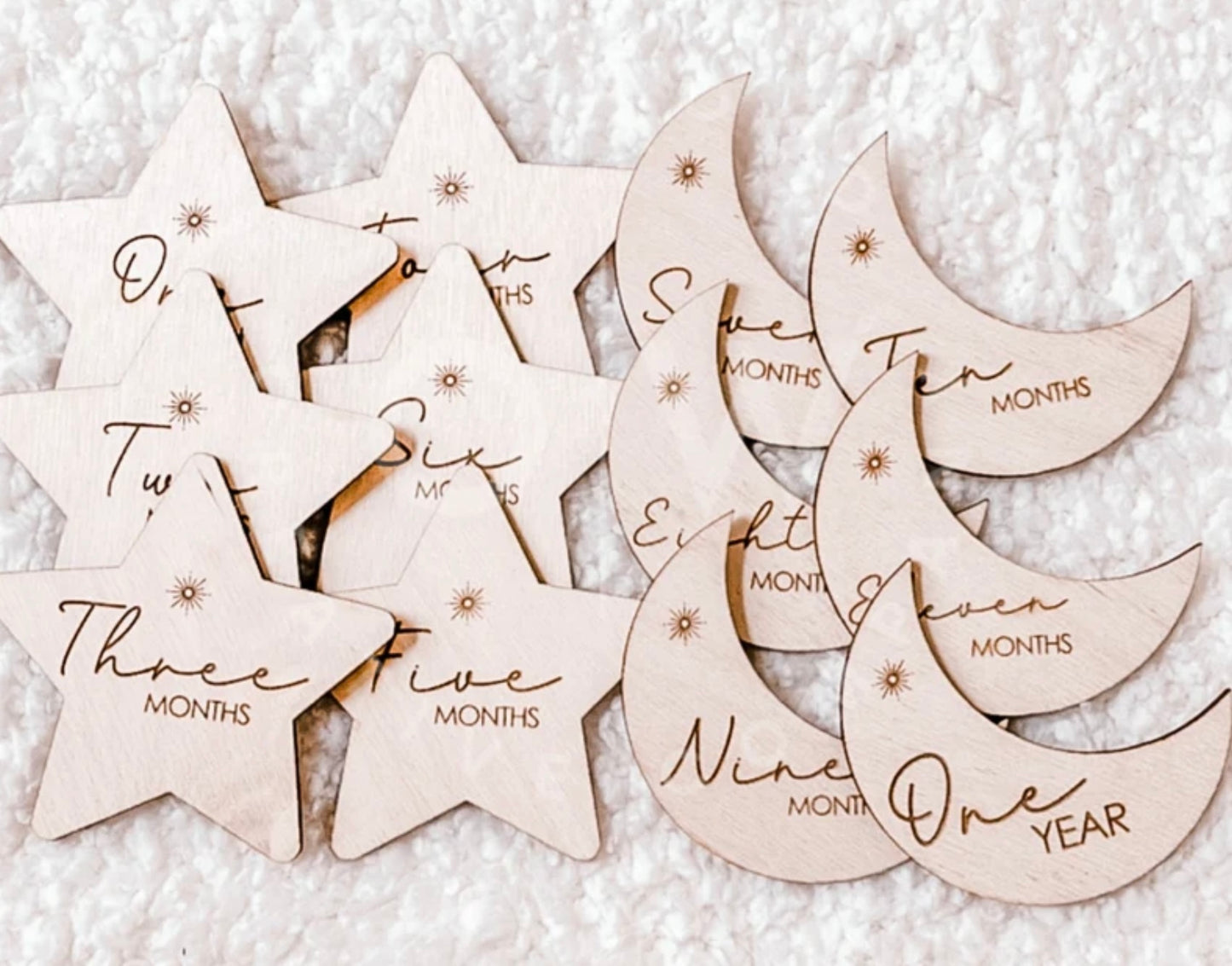 First Year Milestone Tiles - Star & Moon
