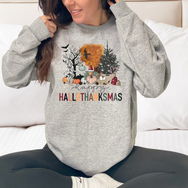 Happy HalloThankMas Crewneck