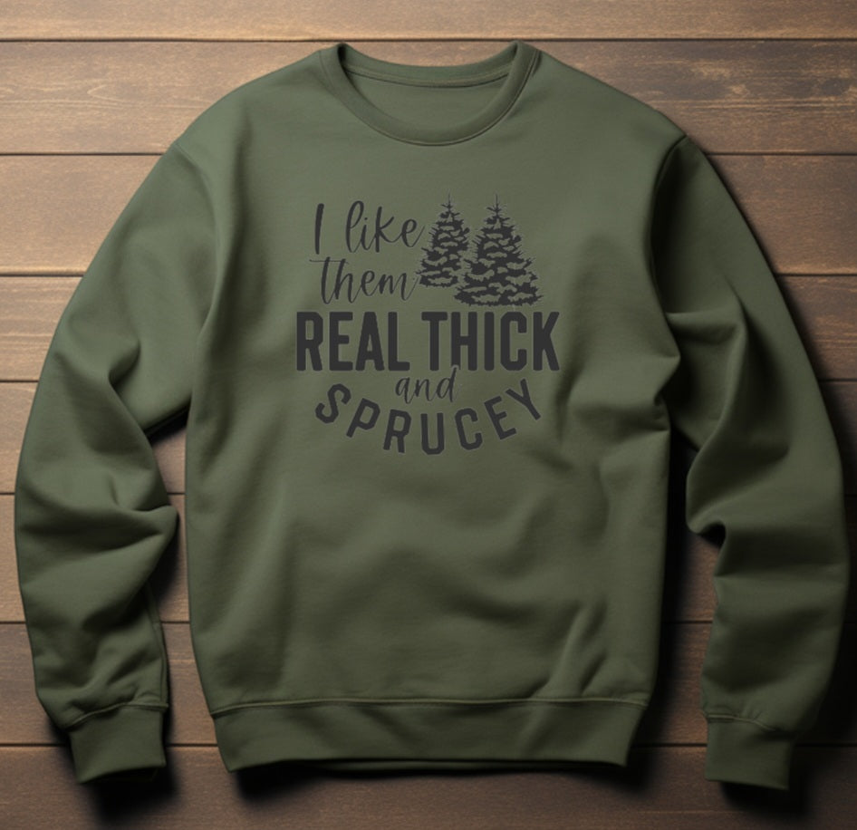 Thick and Sprucey Crew - Military Green