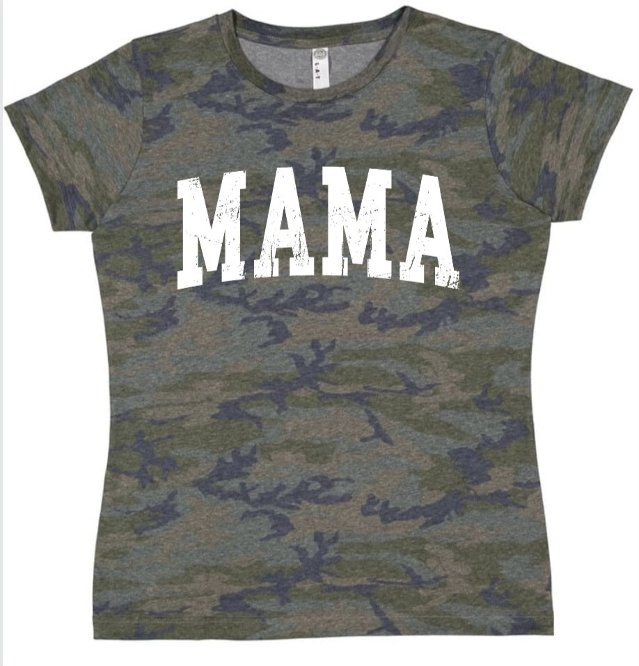 Distressed MAMA Tee - Camo