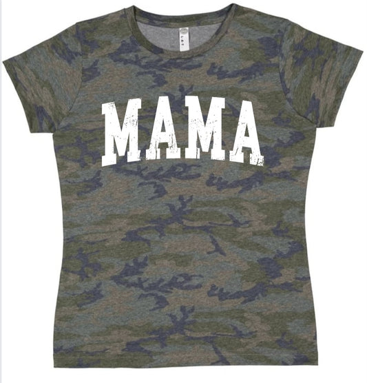 Distressed MAMA Tee - Camo
