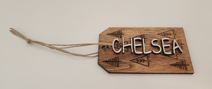 Stocking Tag - Engraved Trees