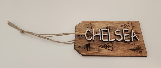 Stocking Tag - Engraved Trees