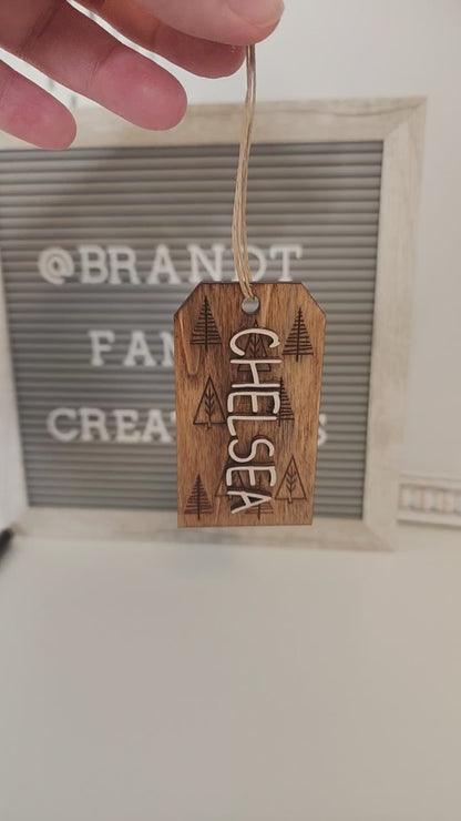 Stocking Tag - Engraved Trees