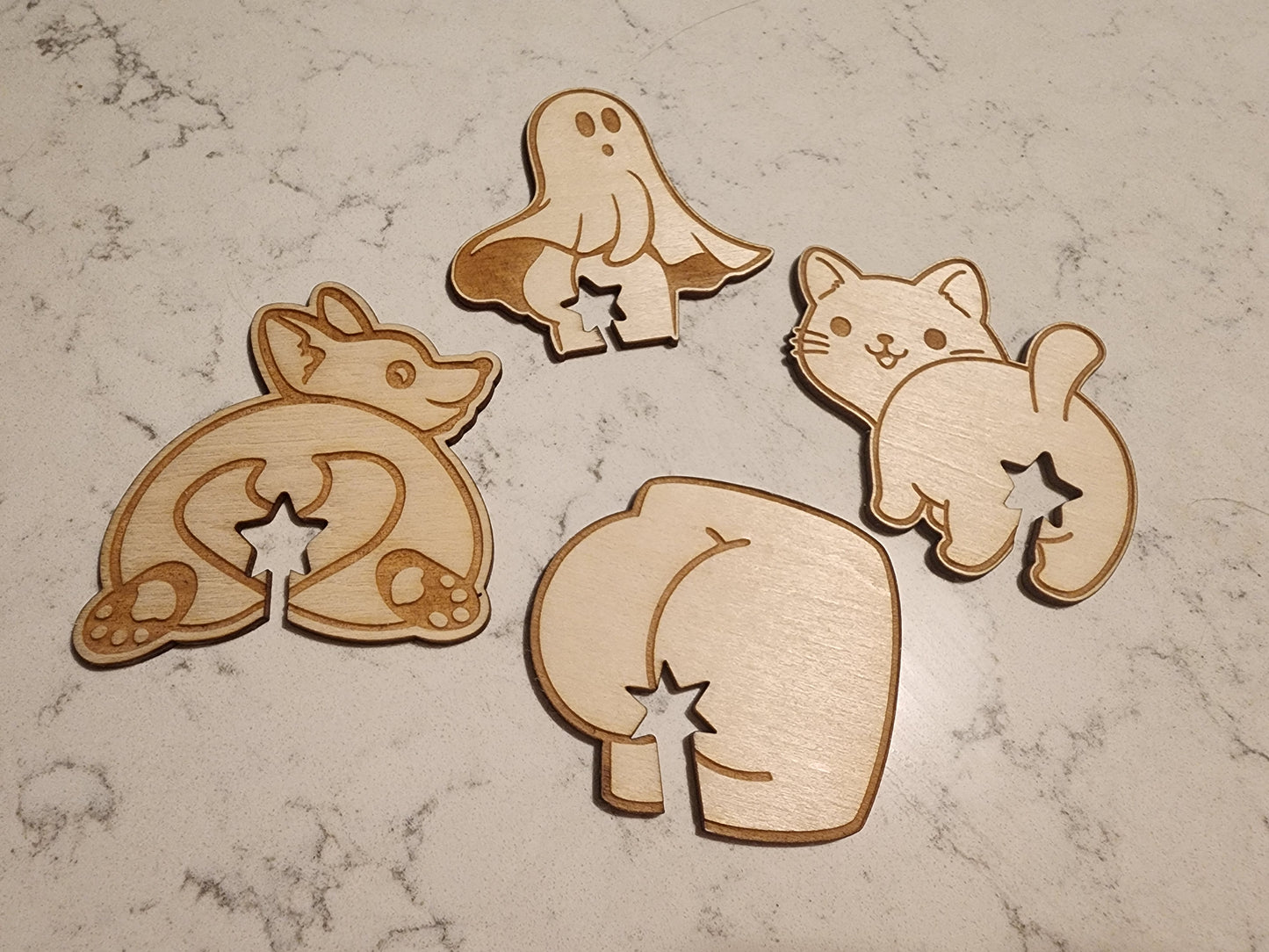 Wooden Butt Bread Clips - Set of 4