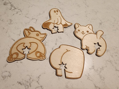 Wooden Butt Bread Clips - Set of 4