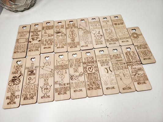 Valentine Bookmarks - Set of 20
