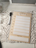 Weekly Dinner Menu Dry Erase Board