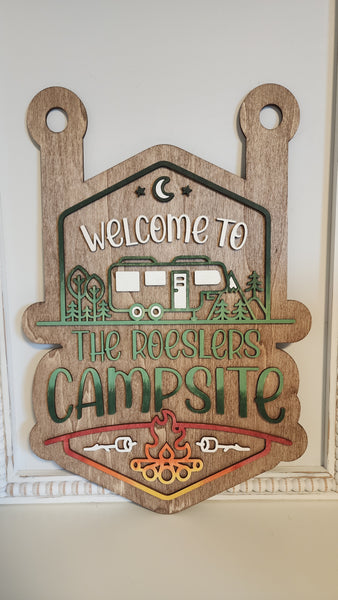 Welcome To Our Campsite Personalized Sign